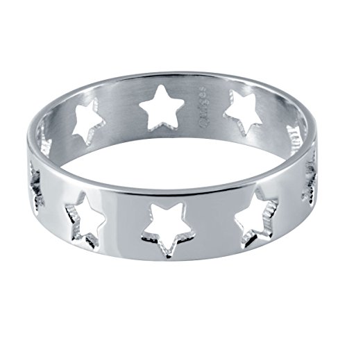Quiges Edelstahl Stapelring Kombinationsring Bandring Füllring Stern 6mm Höhe Ringgröße 21mm (66) von Quiges