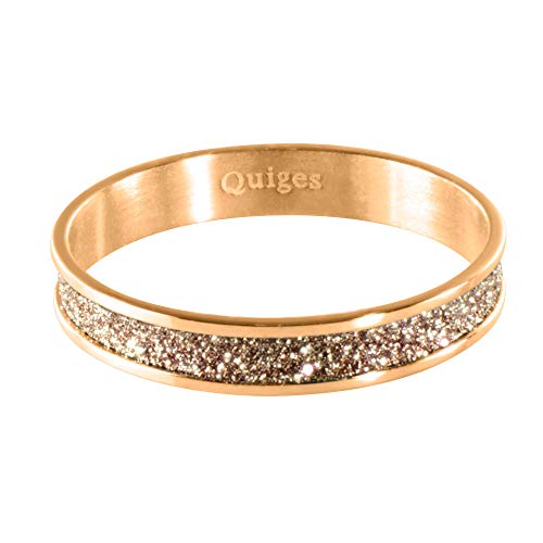 Quiges Edelstahl Stapelring Kombinationsring Bandring Füllring mit Glitzern 4mm Höhe Ringgröße 19mm (59) von Quiges