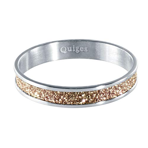 Quiges Edelstahl Stapelring Kombinationsring Bandring Füllring mit Glitzern 4mm Höhe Ringgröße 21mm (66) von Quiges