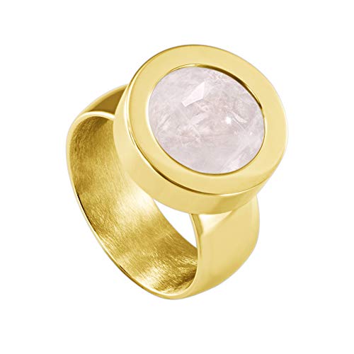 Quiges Glänzend Gold Edelstahl Ring 12mm Mini Coin Halter Wechselring und Austauschbare Rosa Quarz Stein in der Größe 16mm Quiges Glänzend Gold Edelstahl Ring 12mm Mini Coin Halter Wechselring und Austauschbare Rosa Quarz Stein in der Größe 16mm von Quiges