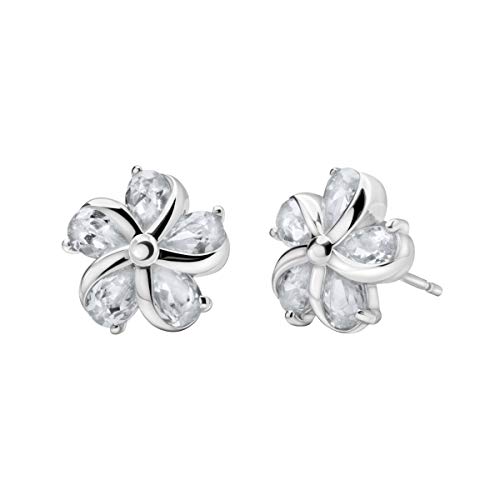 Quiges Ohrringe Silber 925 Ohrstecker Set in Blume Form mit Zirkonia Transparant von Quiges