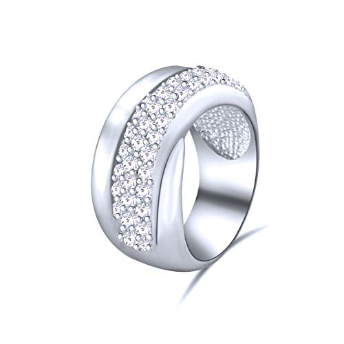 Quiges Ring Damen Klassik Vintage Turban Design 925 Silber mit Zirkonia Ringgröße 59 von Quiges