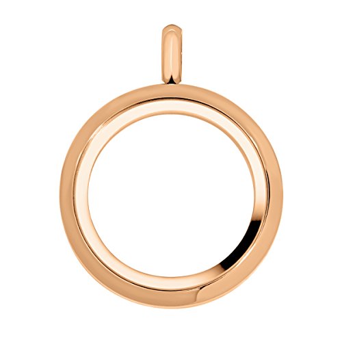 Quiges Rosegold Edelstahl Living Memory Kette Anhänger 30mm für Floating Charms von Quiges