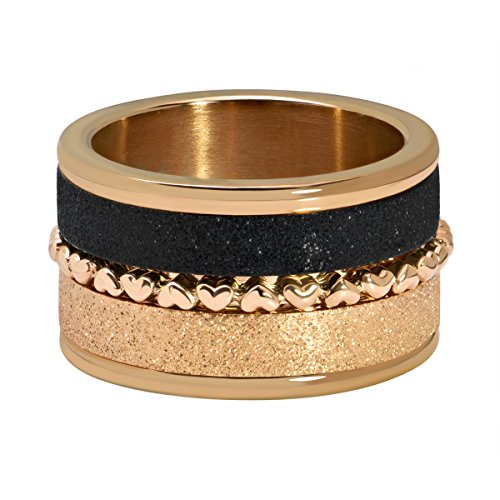Quiges Rosegold Edelstahl Mehrfarbig Stapelring Kombinationsring Set mit 3 Füllringe und 1 Basisring 20mm (63) von Quiges
