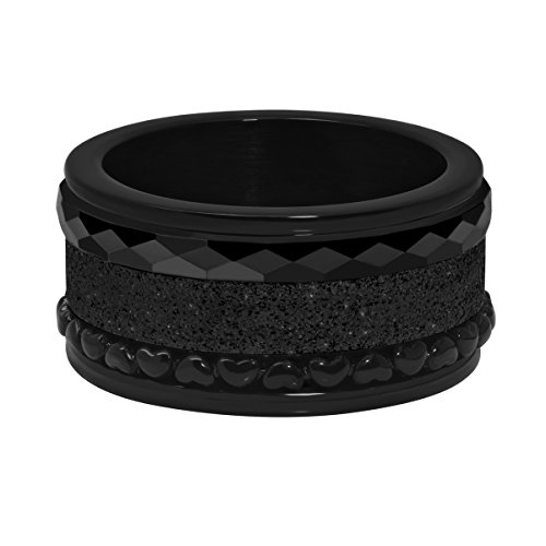 Quiges Schwarz Edelstahl Mehrfarbig Stapelring Kombinationsring Set mit 3 Füllringe und 1 Basisring 19.5mm (61) von Quiges