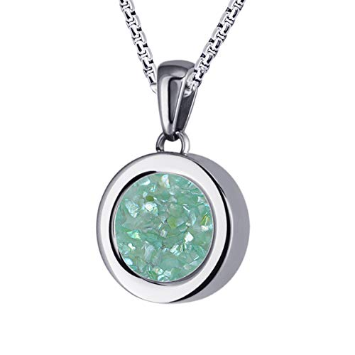 Quiges Silber Edelstahl Anhänger 12mm Mini Coin Halter und Mint Flocken Muschel Coin mit Kette 42 + 4cm Verlängerungskette von Quiges