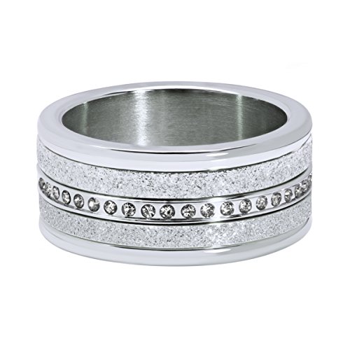 Quiges Silber Edelstahl Zirkonia Mehrfarbig Stapelring Kombinationsring Set mit 3 Füllringe und 1 Basisring 18.5mm (58) von Quiges