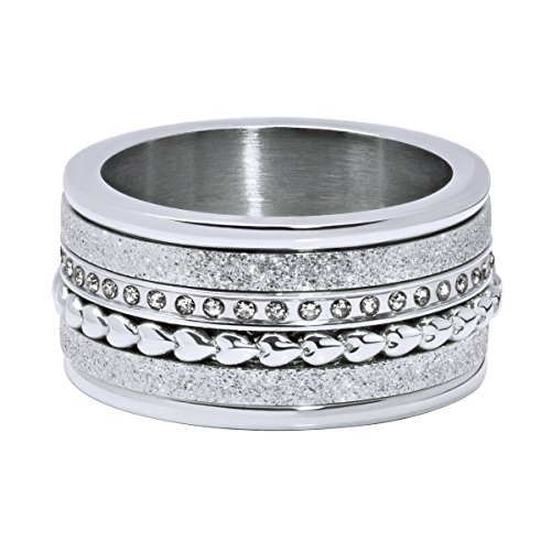 Quiges Silber Edelstahl Zirkonia Mehrfarbig Stapelring Kombinationsring Set mit 4 Füllringe und 1 Basisring 19mm (59) von Quiges