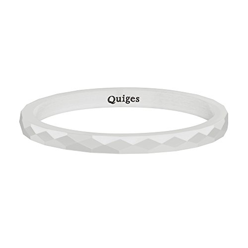 Quiges Stapelring Kombinationsring Bandring Füllring 2mm Höhe Keramik Weiß Ringgröße 17mm (53) von Quiges