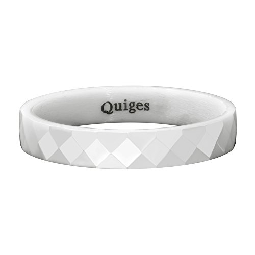 Quiges Stapelring Kombinationsring Bandring Füllring 4mm Höhe Keramik Weiß Ringgröße 19mm (59) von Quiges