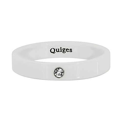 Quiges Stapelring Kombinationsring Bandring Füllring 4mm Höhe Keramisch Weiß mit Transparant Zirkonia Ringgröße 19mm (59) von Quiges