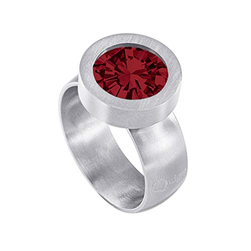 Quiges Wechselring Silber Ring Edelstahl Matt 12mm Mini Coin Halter und Zirkonia Coin Rot in Größe 19mm von Quiges