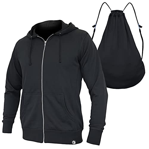 Quikflip 2-in-1 Wendbarer Rucksack Hoodie (wie auf SHARK TANK) Unisex Full Zip Hero Hoodie, schwarz, XX-Large von Quikflip