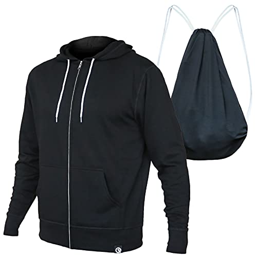 Quikflip 2-in-1 Wende-Rucksack Hoodie (wie auf SHARK TANK) Unisex Full Zip Hero Hoodie Lite, Schwarz, L von Quikflip