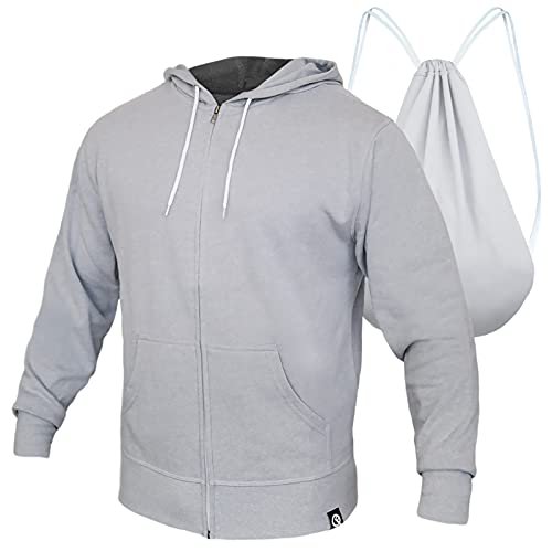 Quikflip 2-in-1 wendbarer Rucksack Hoodie (wie auf Shark Tank gesehen) Unisex Full-Zip Hero Hoodie Lite, Meliert, grau, X-Large, Hoodie von Quikflip