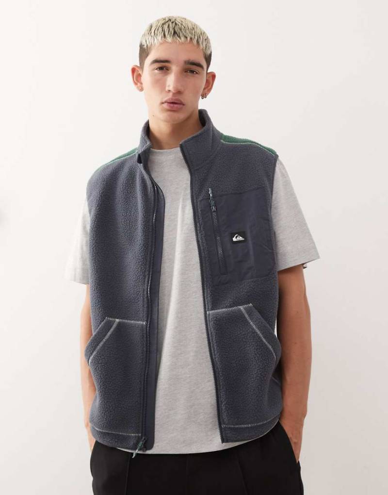 Quiksilver - Clean Coast - Fleece-Weste in India Ink mit Reißverschluss-Schwarz von Quiksilver