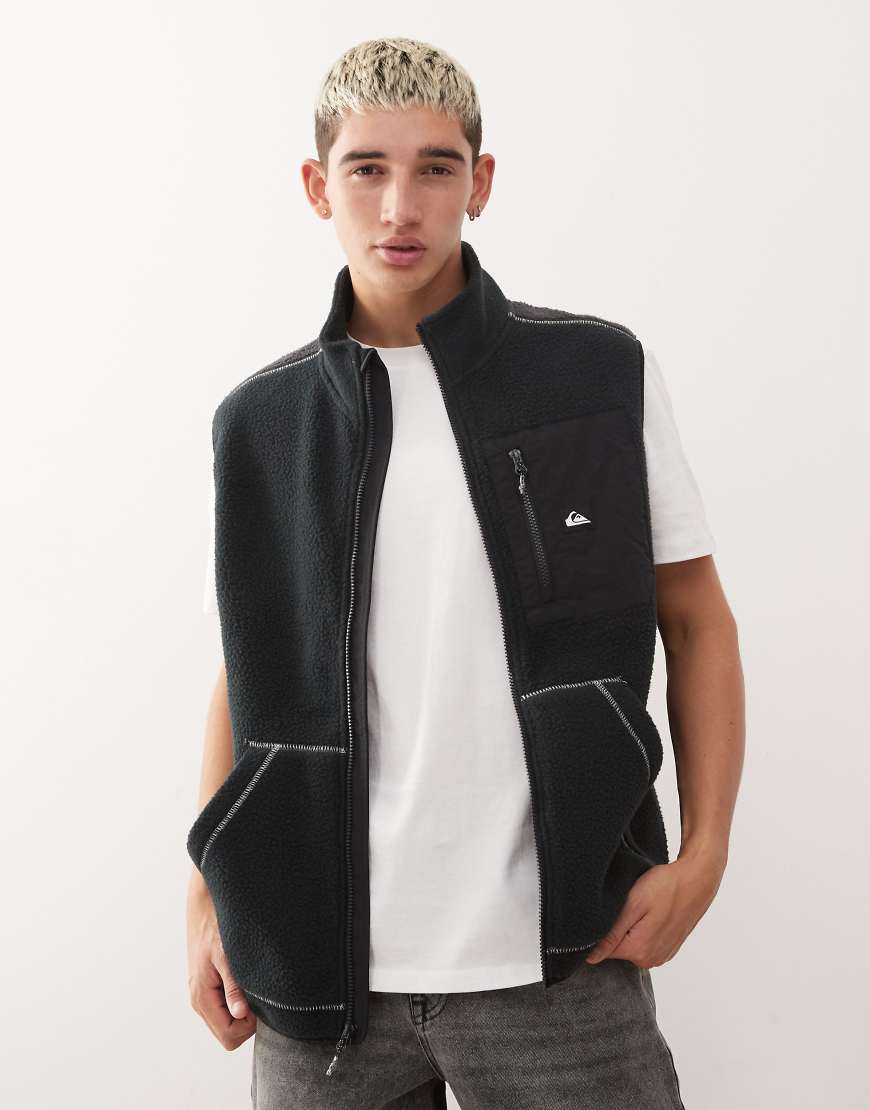 Quiksilver - Clean Coast - Fleece-Weste in Schwarz mit Reißverschluss von Quiksilver
