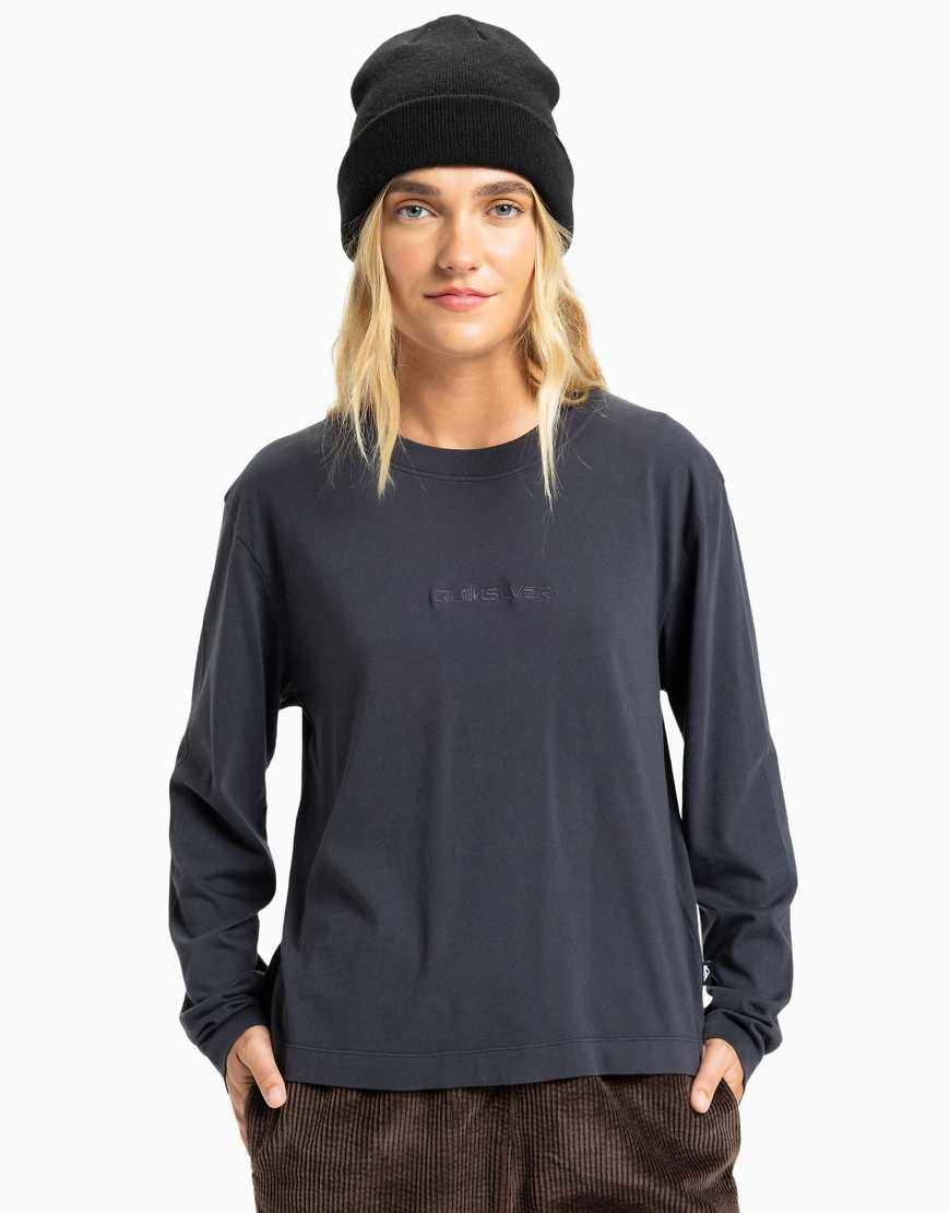 Quiksilver - Essential - Langärmliges T-Shirt in Tarmac-Schwarz von Quiksilver