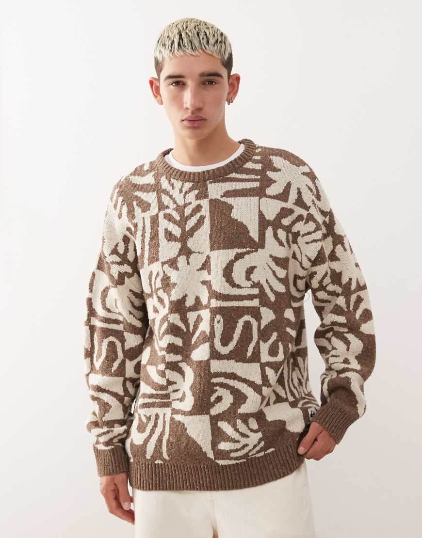 Quiksilver - Hall City - Jacquard-Pullover in Schokobraun und Sandbeige-Brown von Quiksilver