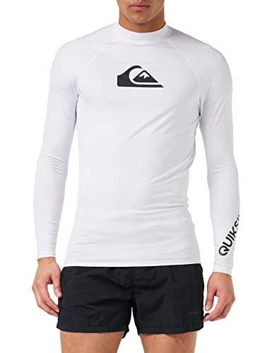 Quiksilver Herren All Time Ls Rashguard Surf Langen Ärmeln Rash-Guard-Shirt, Weiß, Medium von Quiksilver