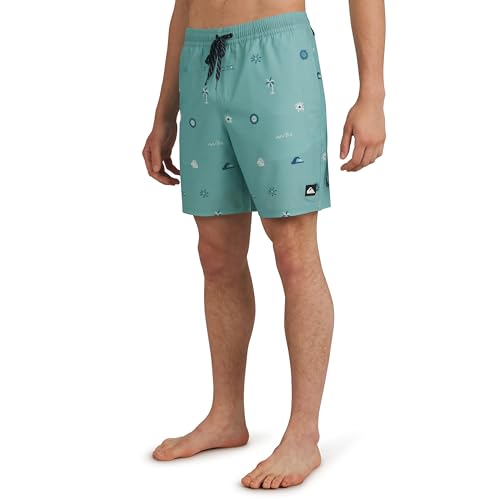 Quiksilver Herren-Bademode, normale Passform, dehnbar, Komfortfutter, Badehose (S-XXL), Grafikdesign – Jadegrau, L von Quiksilver