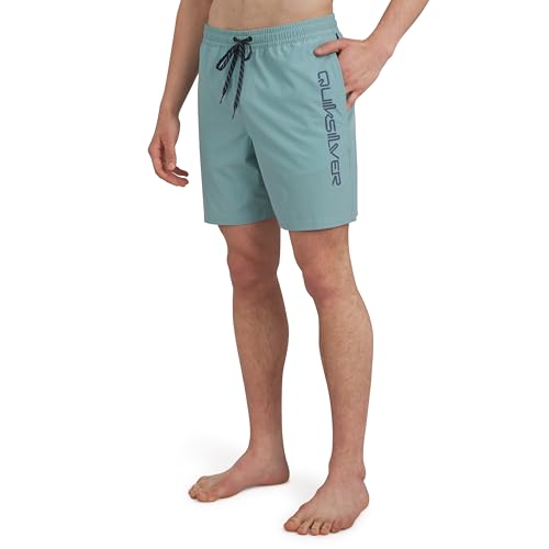 Quiksilver Herren-Bademode, normale Passform, dehnbar, Komfortfutter, Badehose (S-XXL), Solides Design – Jadegrau, S von Quiksilver
