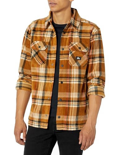 Quiksilver Herren Flanell Woven Top Hemd mit Button-Down-Kragen, Bone Brown Surf Days 234, Klein von Quiksilver