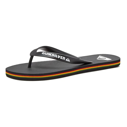 Quiksilver Herren Molokai 3 Point Flip Flop Sandale, Schwarz, Rot, Grün, 38 EU von Quiksilver