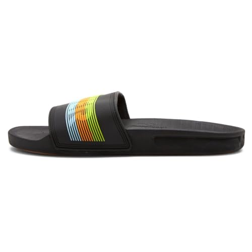 Quiksilver Herren Rivi Wordmark Slide Sandale, Black/ORANGE/Blue, 41 EU von Quiksilver