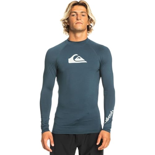 Quiksilver Herren Standard All Time Langarm Rashguard UPF 50 Sonnenschutz Surf Shirt, Marineblauer Blazer Heather, M von Quiksilver