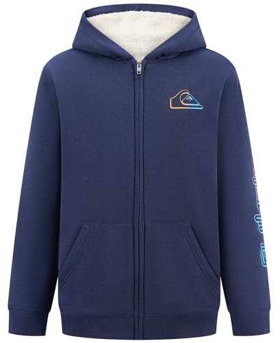 Quiksilver Jungen Full-Zip Sherpa Lined Fleece Hoodie Sweatshirt Kapuzenpullover, Eclipse, 14-16 von Quiksilver