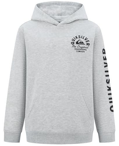 Quiksilver Jungen Pullover Hoodie Sweatshirt Weich & Bequem mit Fronttasche, Graue Schrift, 18-20 von Quiksilver
