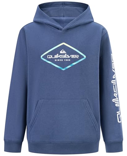 Quiksilver Jungen Pullover Hoodie Sweatshirt Weich & Bequem mit Fronttasche, Marineblau, Retro, 10-12 von Quiksilver