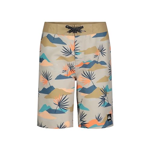 Quiksilver Jungen with UPF 50+ Sun Protection, Quick Dry Swim Shorts Boardshorts, Silver Slow Daze, 8 von Quiksilver