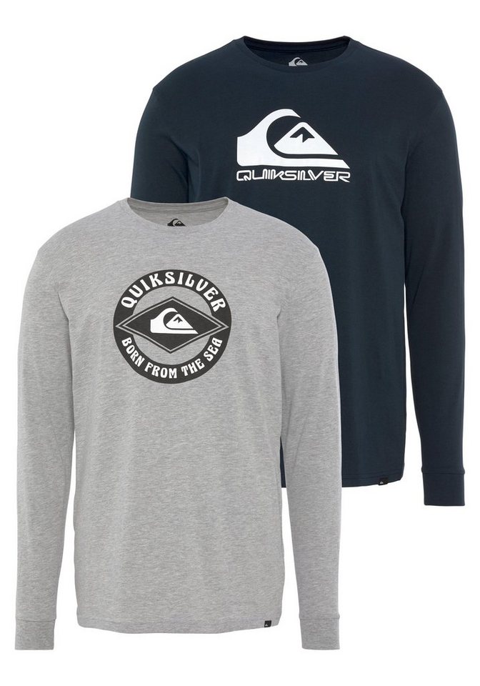 Quiksilver Langarmshirt Herren Doppelpack mit Logodruck (Packung, 2-tlg) von Quiksilver