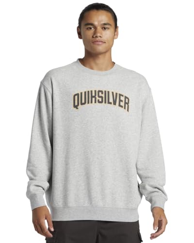 Quiksilver Men's Graphic Crew Sweatshirt, Light Grey Heather, M von Quiksilver