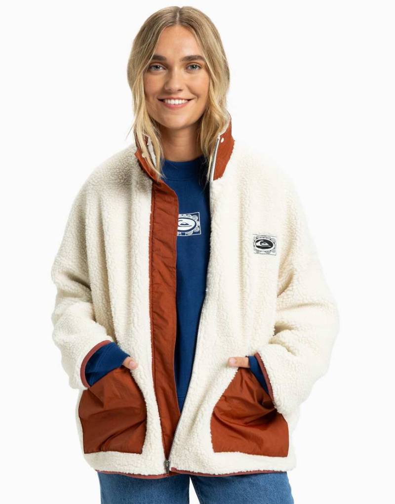 Quiksilver - Minto - Jacke aus Sherpa-Fleece in Schneeweiß von Quiksilver