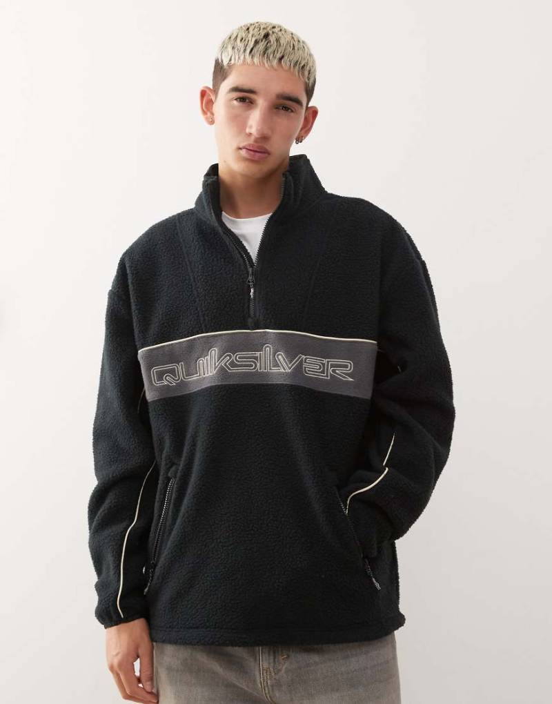 Quiksilver - Omni - Oberteil aus Sherpa-Fleece in Schwarz mit kurzem Reißverschluss von Quiksilver