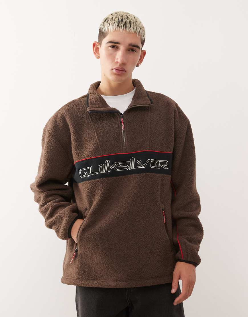 Quiksilver - Omni - Sweatshirt aus Sherpa-Fleece in Schokobraun mit kurzem Reißverschluss-Brown von Quiksilver