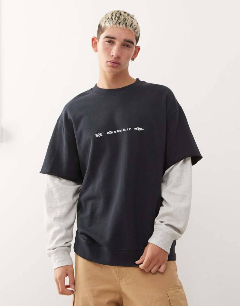 Quiksilver - Openbar - Mehrlagiges Oberteil in Schwarz mit Rundhalsausschnitt und Stehkragen von Quiksilver