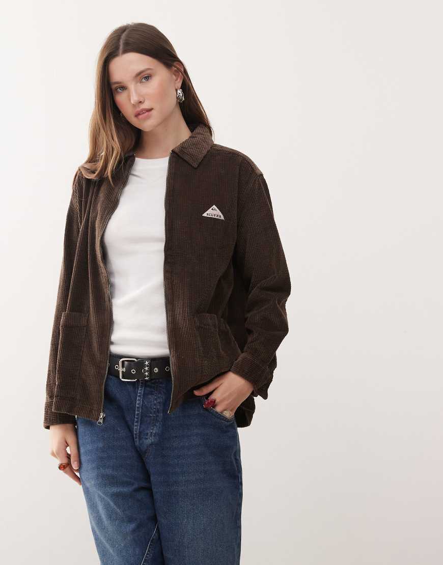 Quiksilver - Payarawa - Langärmlige Hemdjacke in Schokobraun mit Reißverschluss-Brown von Quiksilver