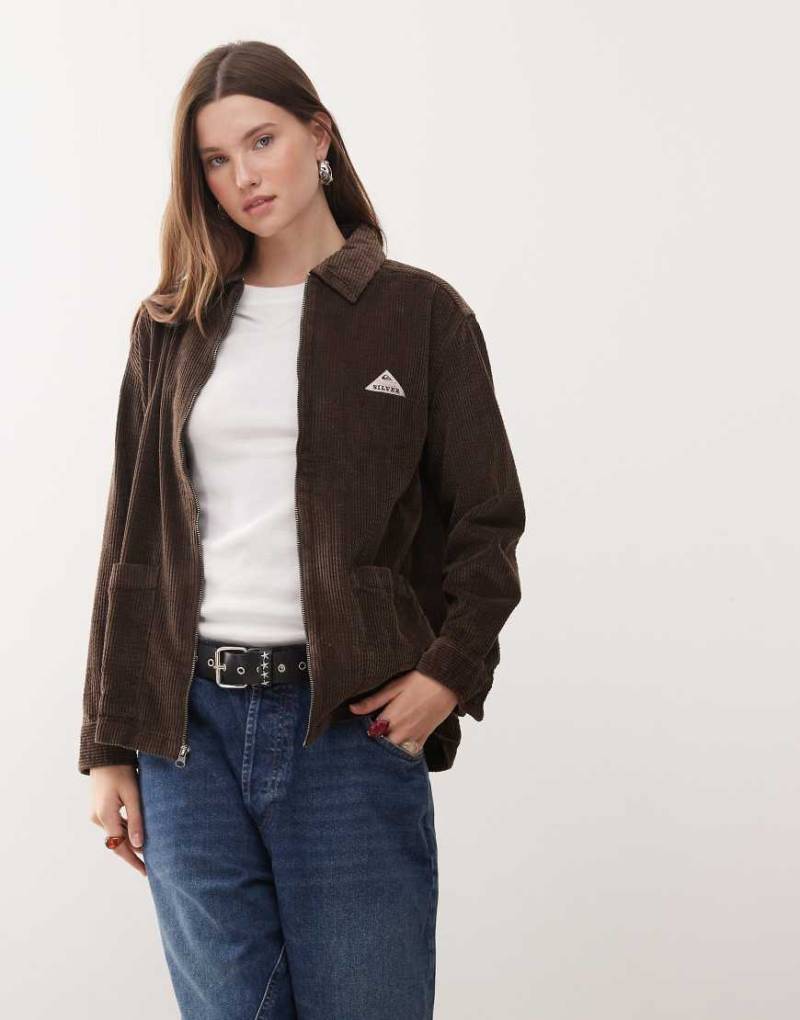 Quiksilver - Payarawa - Langärmlige Hemdjacke in Schokobraun mit Reißverschluss-Brown von Quiksilver