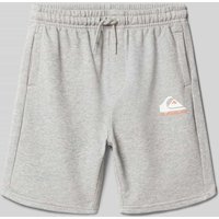 Quiksilver Regular Fit Sweatshorts mit Label-Print Modell 'EASY DAY' in Mittelgrau Melange, Größe 140 von Quiksilver
