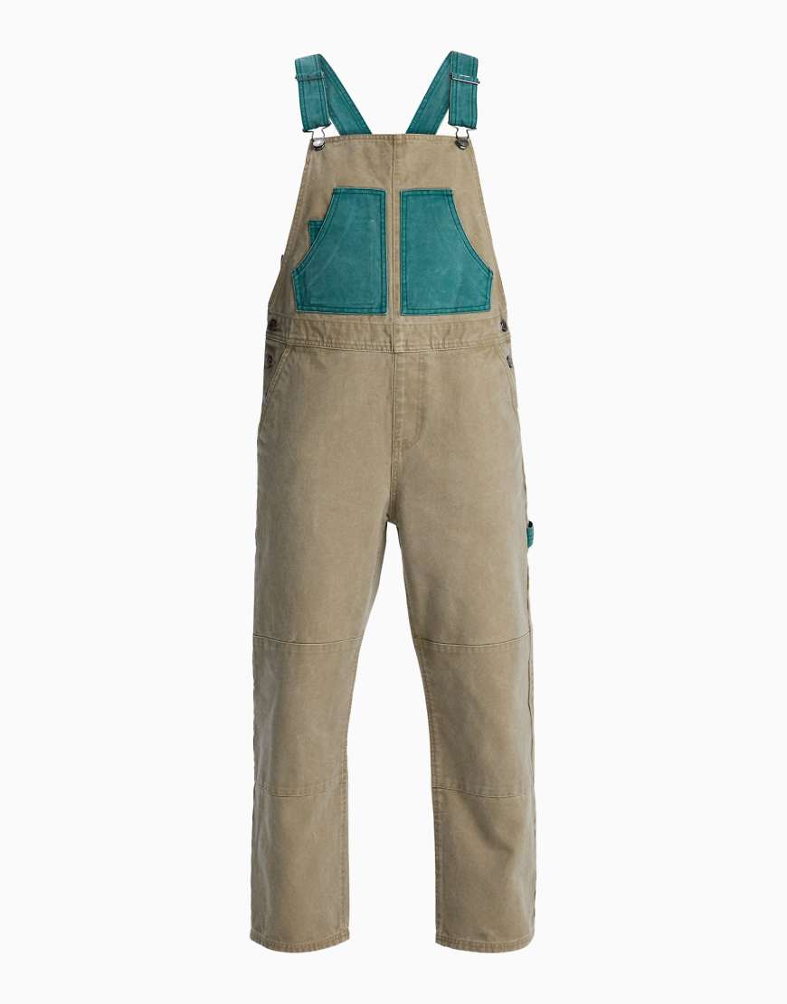 Quiksilver - Sand - Locker geschnittene Latzhose in Elmwood-Neutral von Quiksilver