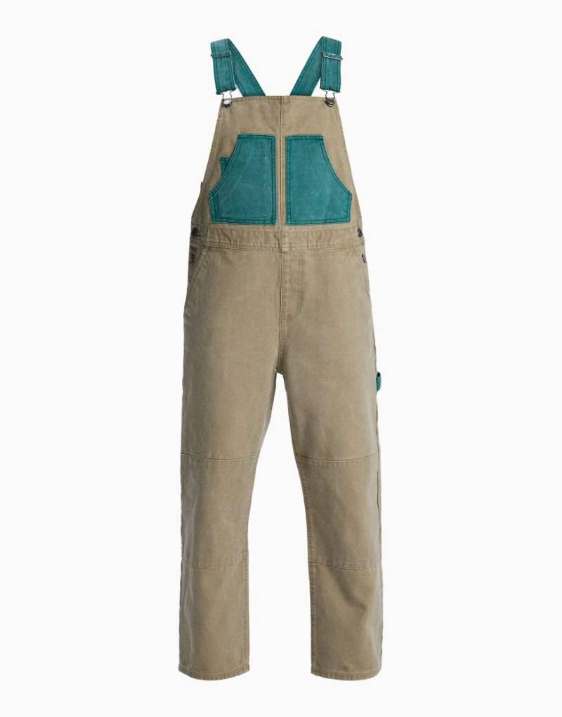Quiksilver - Sand - Locker geschnittene Latzhose in Elmwood-Neutral von Quiksilver