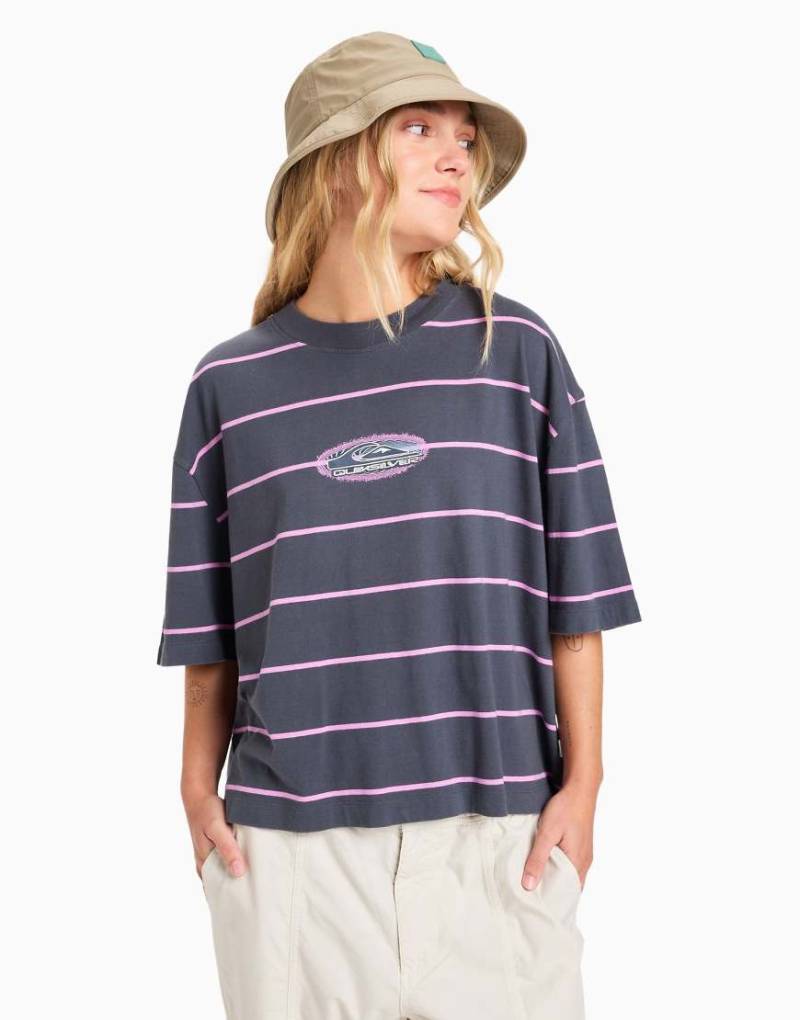 Quiksilver - Stripart - Kurzärmliges, gestreiftes T-Shirt in India Ink-Schwarz von Quiksilver