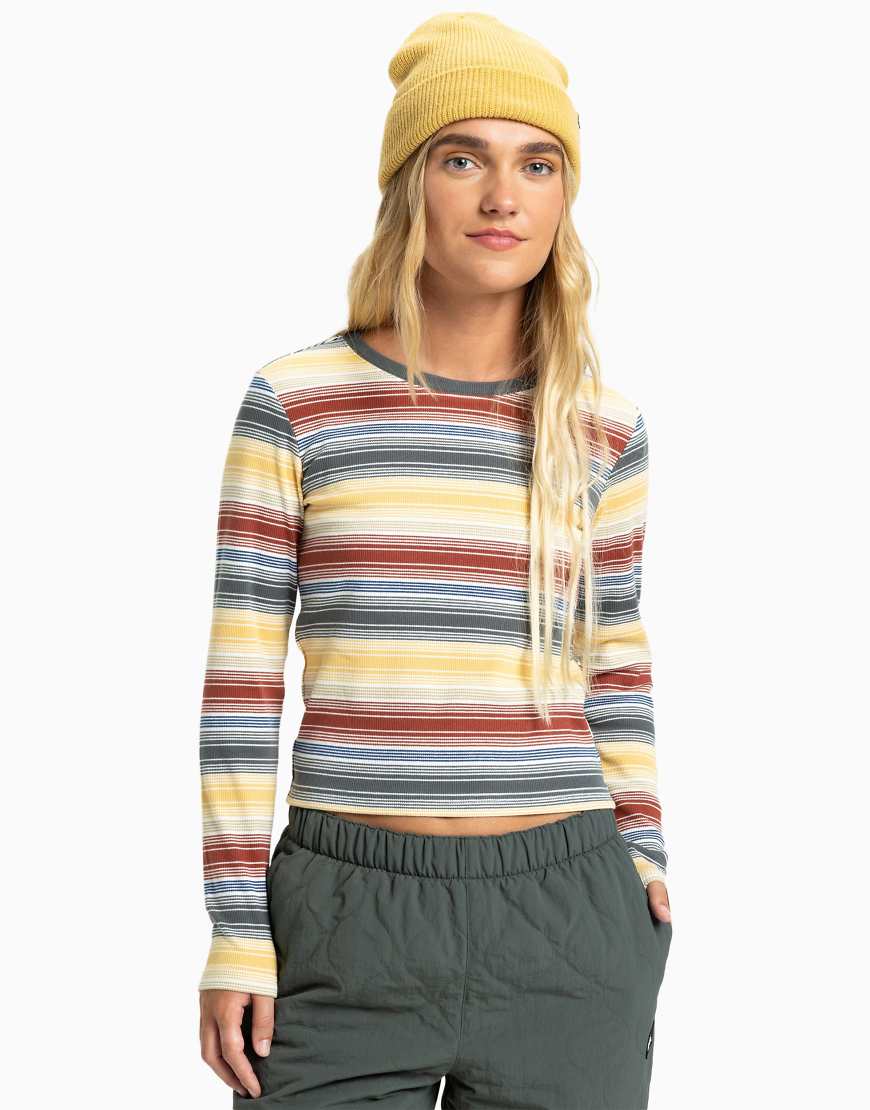 Quiksilver - Sunday - Langärmliges T-Shirt in Rattangelb und Sunday LS von Quiksilver