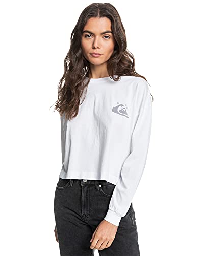 Quiksilver Womens Oversized Crop - Organic Long Sleeve T-Shirt for Women - Bio-Longsleeve - Frauen - L - Weiss. von Quiksilver