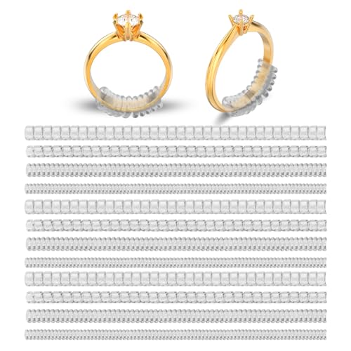 12 Stück Ringverkleinerer Unsichtbar,Ring Kleiner Machen,Ring Size Adjuster,Ring-Verkleinerung Unsichtbar,Frau Männer Trauringe,Größen Lose Ringe,Schützen Sie Ihren Rings vor Kratzern(4 Größen) von Quilax