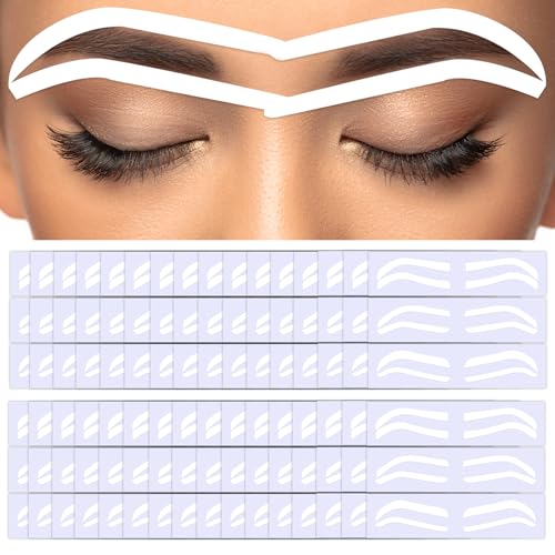 24 Paar Augenbrauenschablonen für Frauen, Airbrush Augenbrauenschablonen Mapping Guides, Einweg-Augenbrauenformband für ältere Frauen - 3 Stile von Quilax
